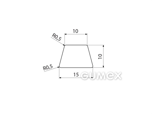 "Trapezförmiges" Silikonprofil, 10x15/10mm, 60°ShA, -60°C/+180°C, transparent, 